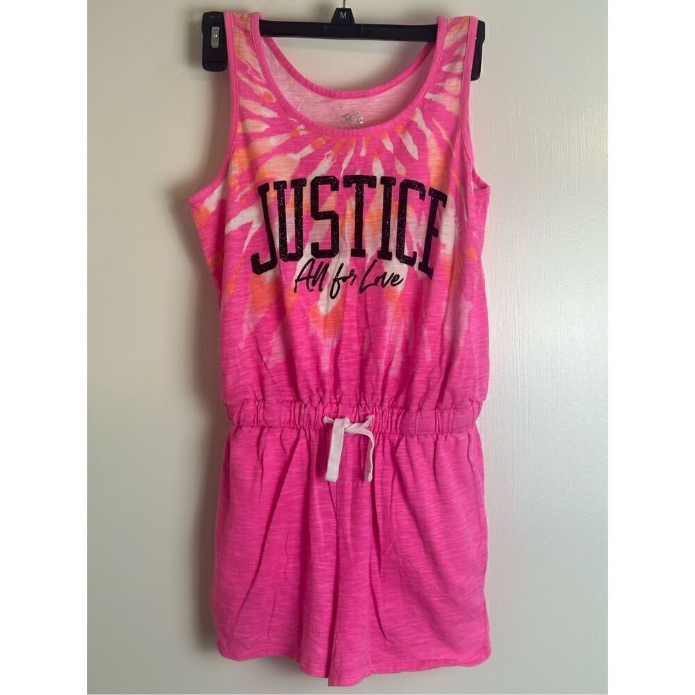 Justice girls’ bright pink romper size large